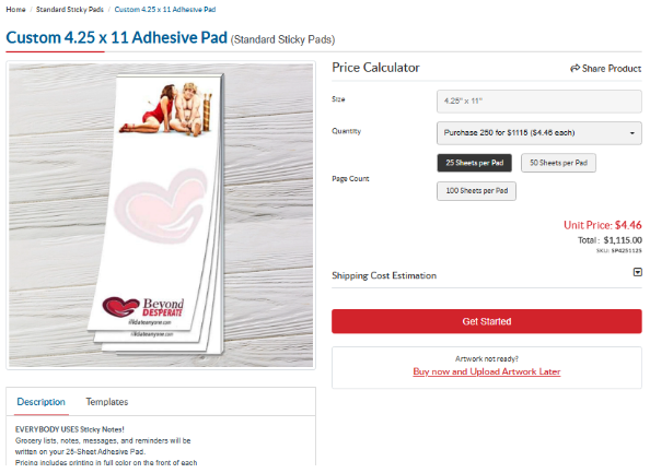 Order custom notepads