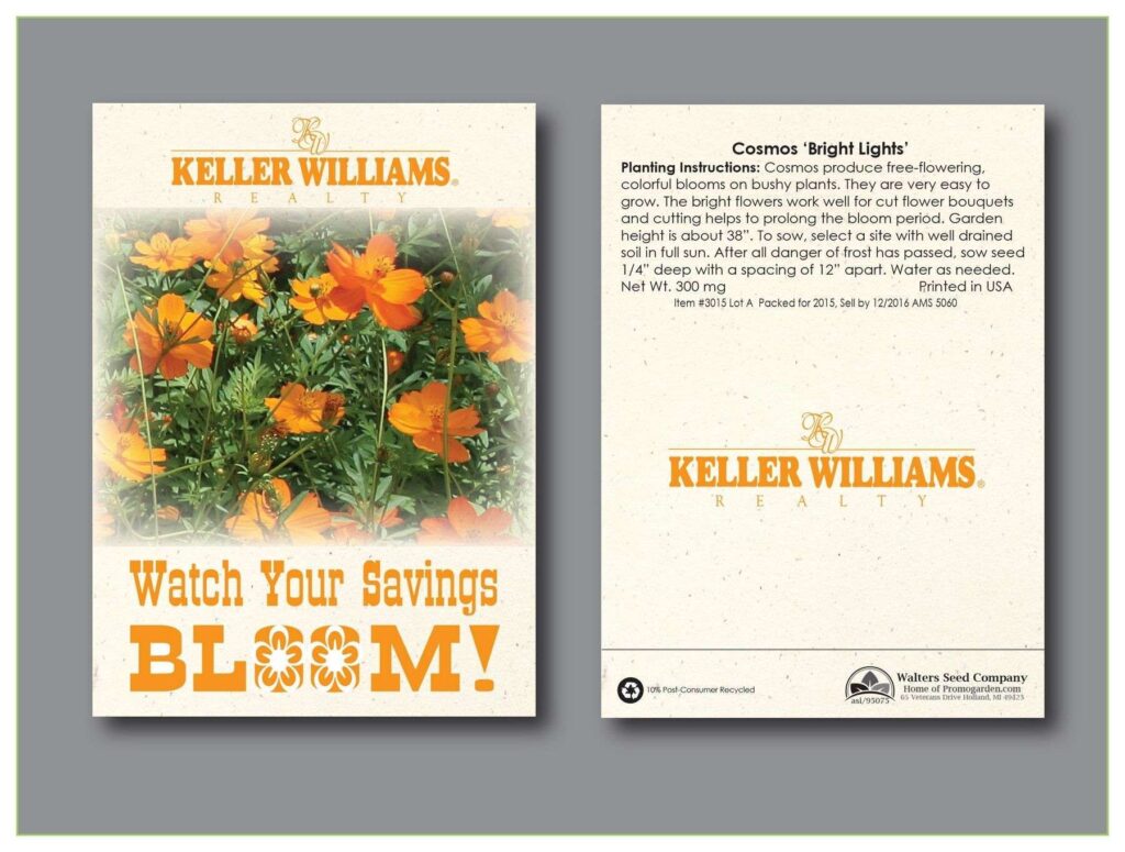 orange blossom promotional seed packets